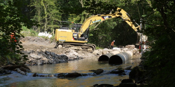 Construction work on river bank