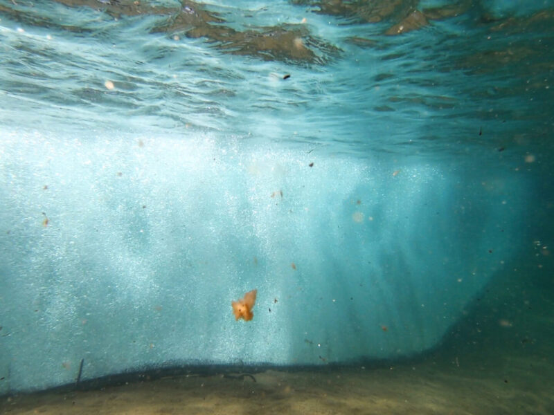 bubbles creating an underwater curtain