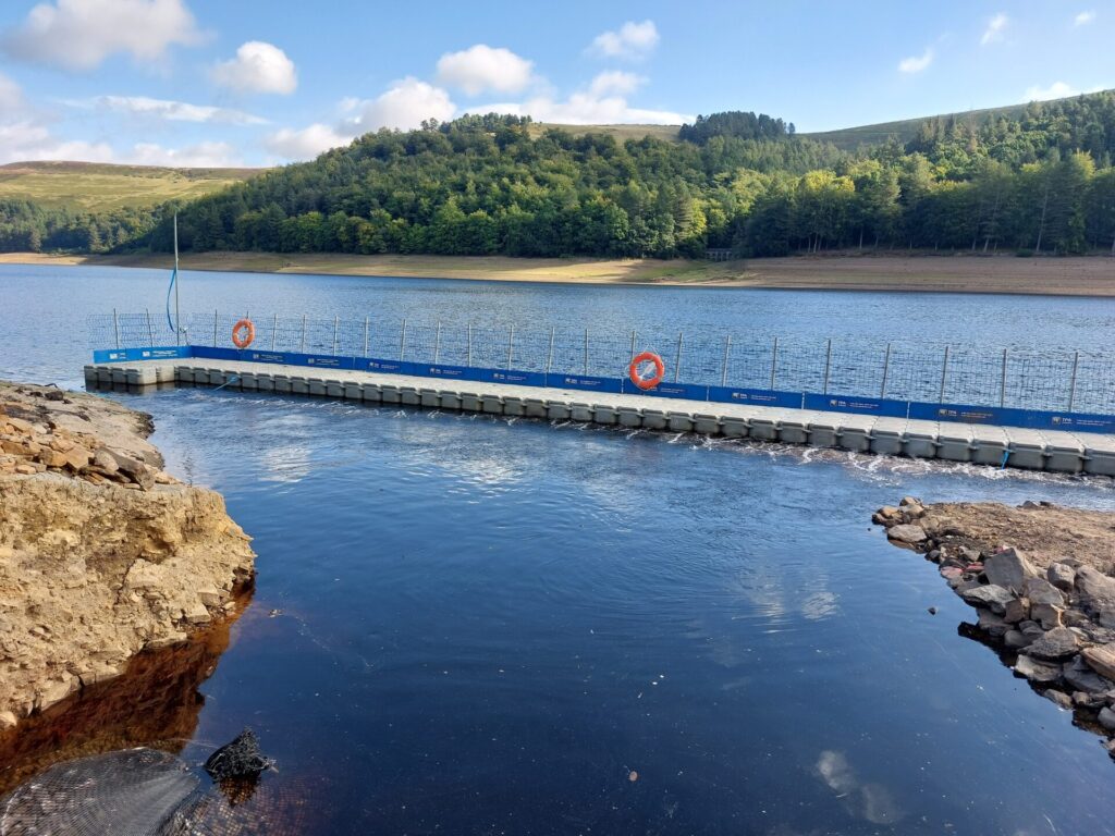 Derwent water, with Bubble Curtain in foreground protecting from aggregate pollution