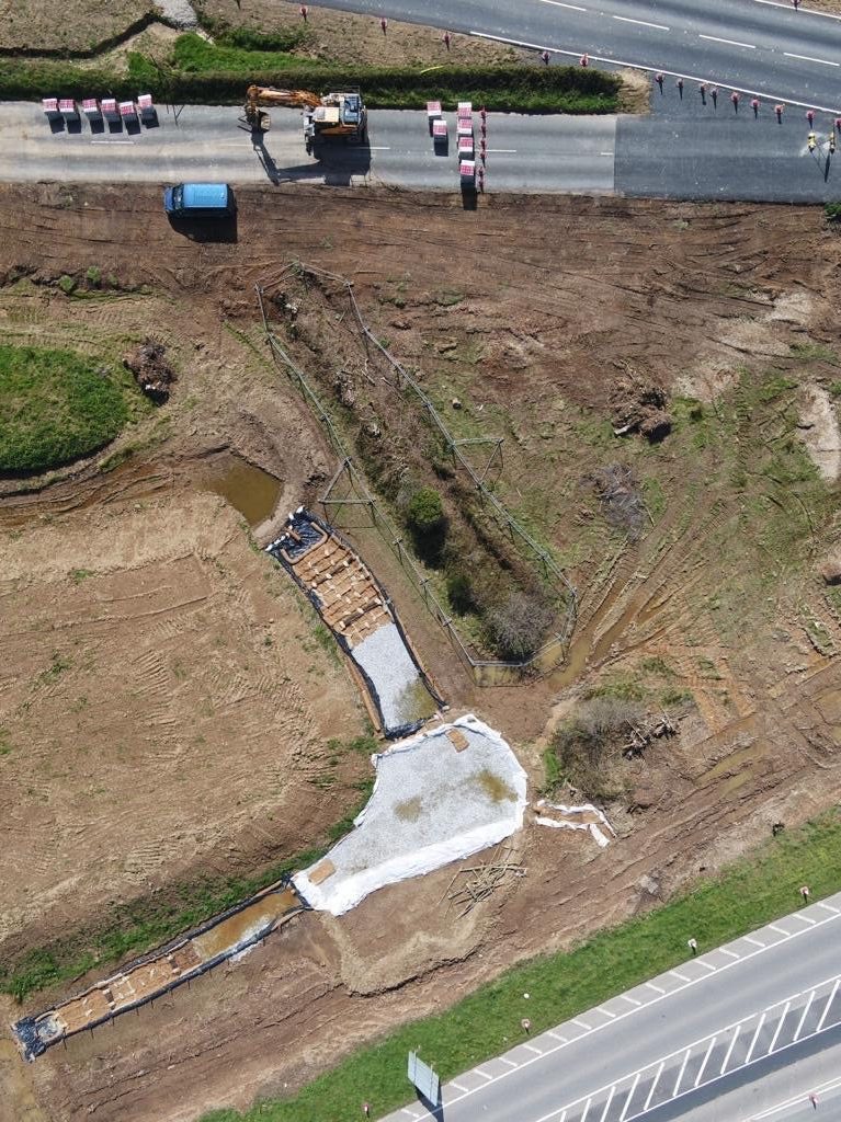 Birds eye view of interceptor ditch